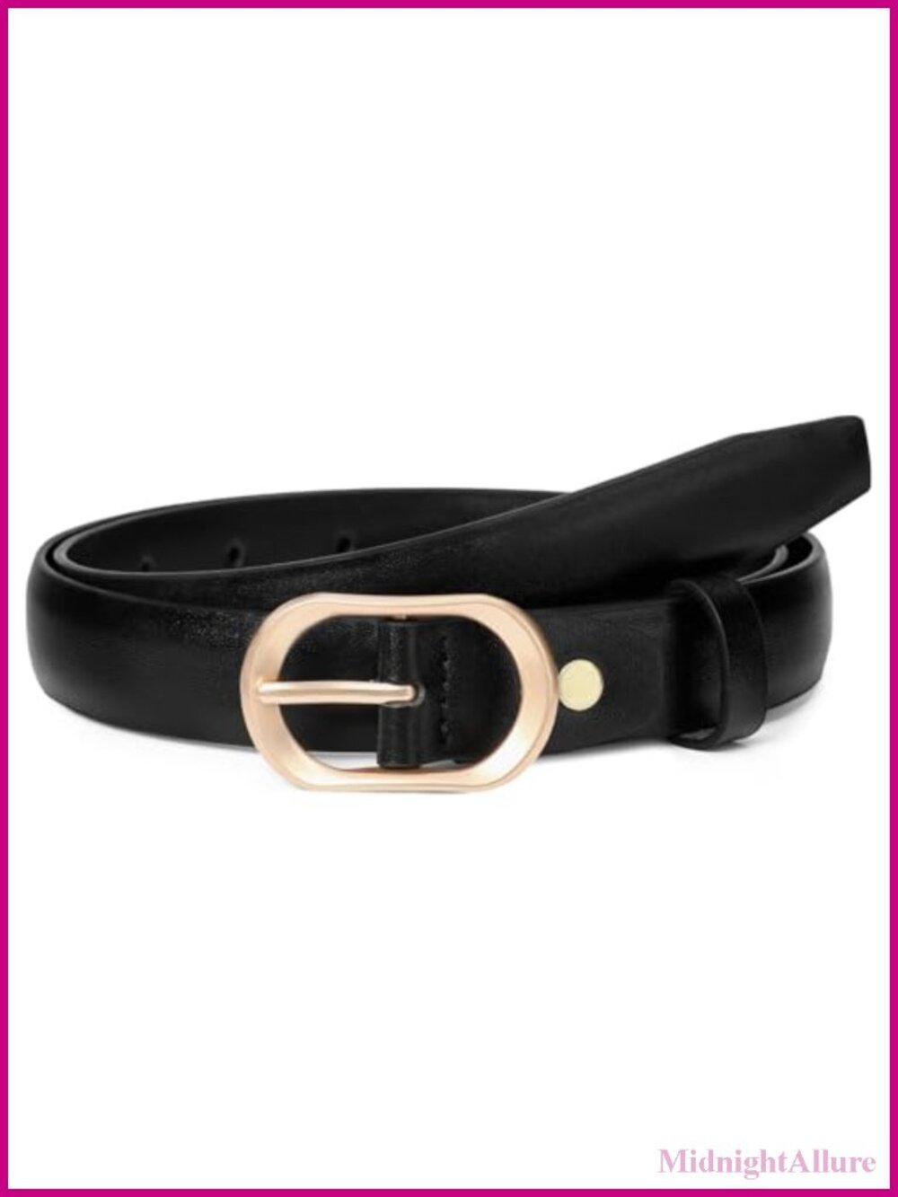 Women's PU Leather Belt with Gold Buckle